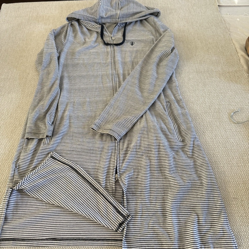 Coolibar Hoodie Womens Medium Blue Cabana Sailor UPF 50+ Hoodie Full Zip - Picture 13 of 15